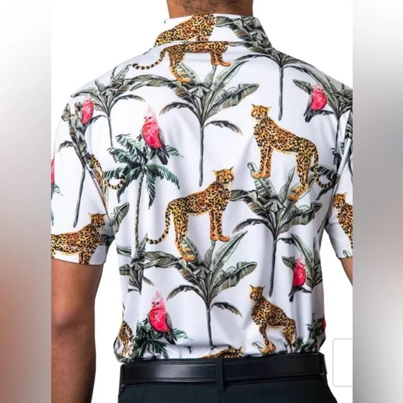 Bad Birdie Wildlife Polo Tropical Golf Shirt Size Small EUC - Picture 2 of 4